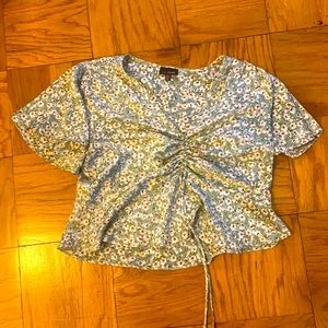 Lucy Paris floral blouse with rouge detail